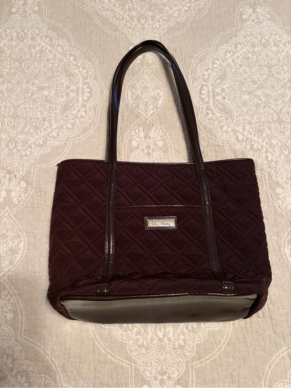 Vera Bradley Quilted Tote Bag in Dark Brown